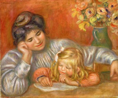 Lezione di scrittura (Gabrielle e Claude), 1905 da Pierre Auguste Renoir